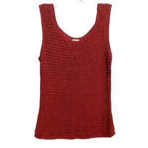 Vintage Cubix Womens Tank Top Size Small Red Crochet BOHO Festival Y2K